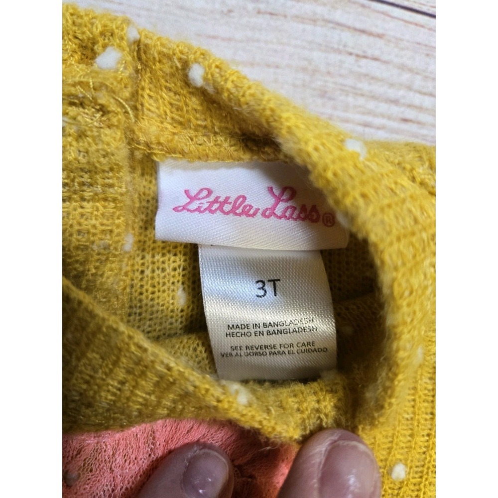 Little Lass Girl's Yellow Long Sleeve Tunic Top Sequin Heart Size 3T - Picture 2 of 6